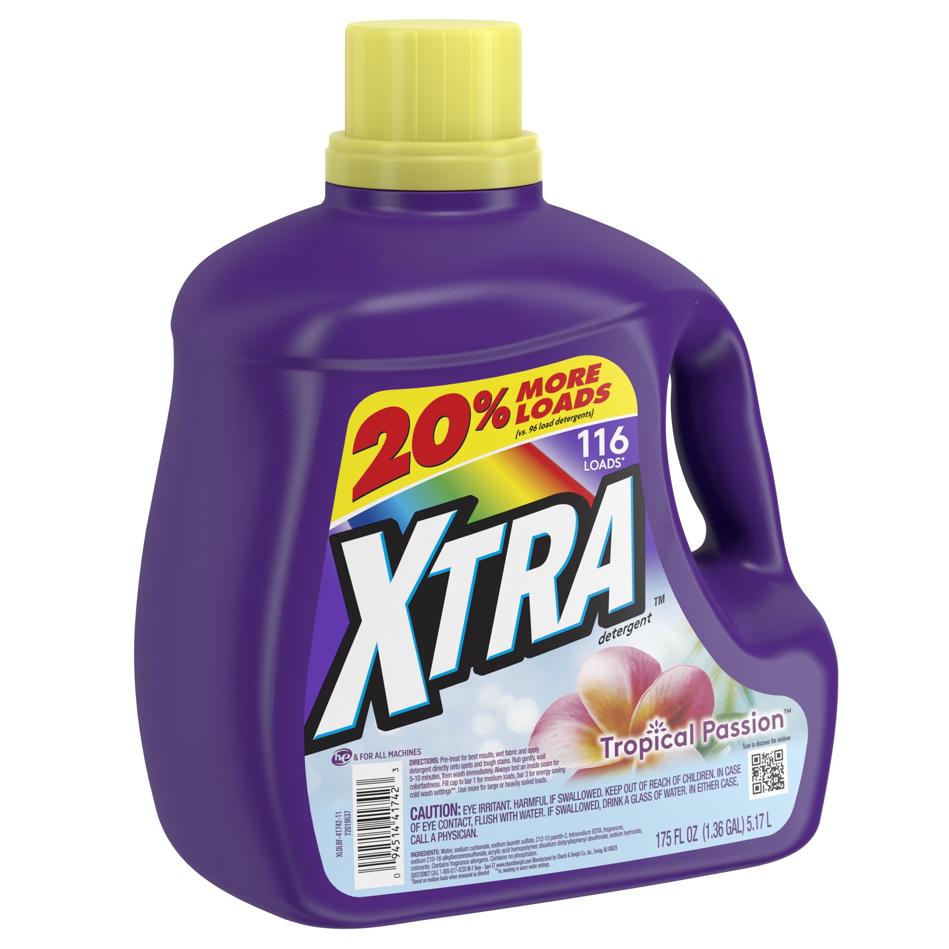 slide 4 of 5, Xtra Liquid Laundry Detergent, Tropical Passion, 175oz, 175 fl oz