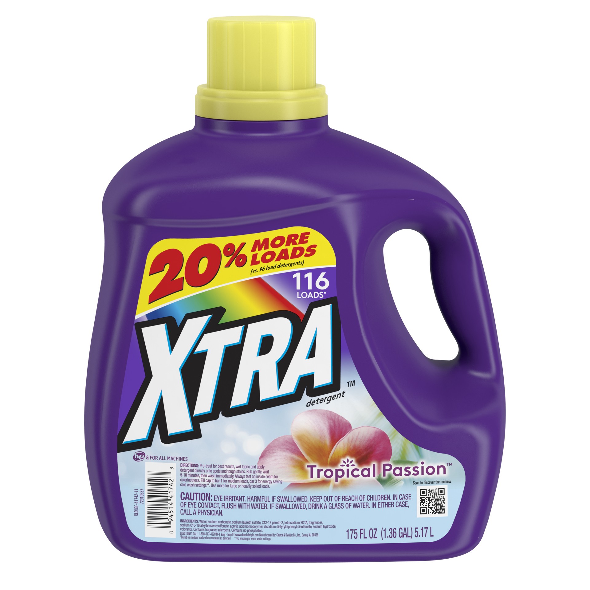 slide 1 of 5, Xtra Liquid Laundry Detergent, Tropical Passion, 175oz, 175 fl oz