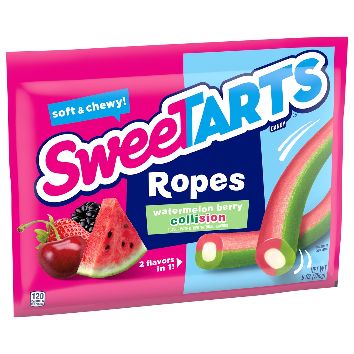 slide 3 of 9, SweeTARTS 04986 159553 Ropes Soft & Chewy Collision Watermelon Berry 9 oz, 9 oz