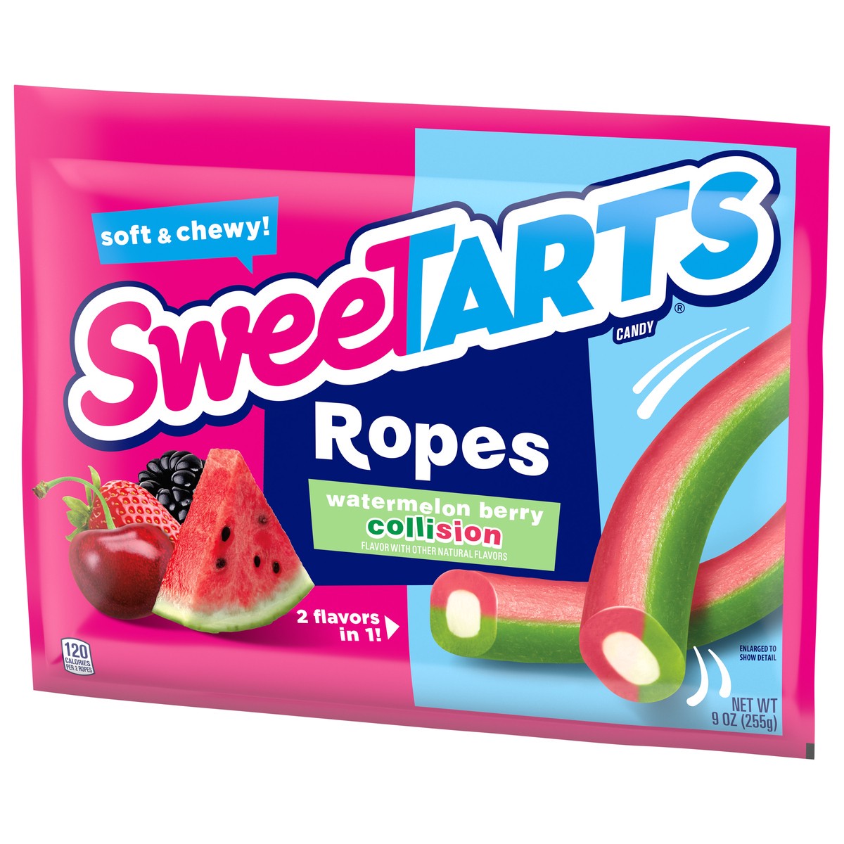 slide 5 of 9, SweeTARTS 04986 159553 Ropes Soft & Chewy Collision Watermelon Berry 9 oz, 9 oz