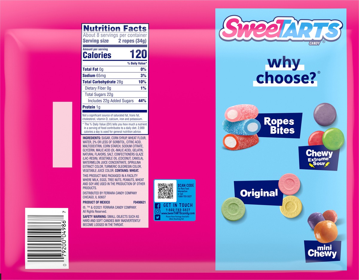 slide 6 of 9, SweeTARTS 04986 159553 Ropes Soft & Chewy Collision Watermelon Berry 9 oz, 9 oz