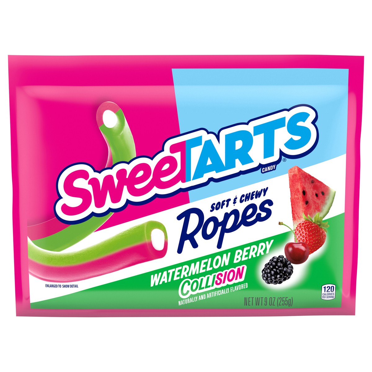 slide 1 of 9, SweeTARTS 04986 159553 Ropes Soft & Chewy Collision Watermelon Berry 9 oz, 9 oz