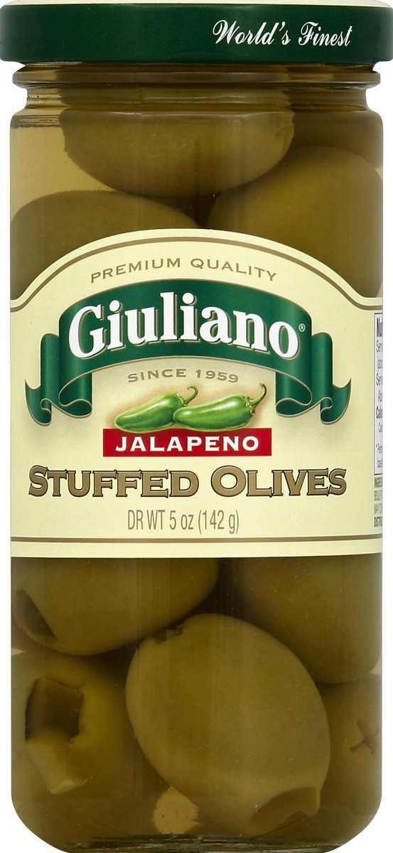 slide 2 of 2, Giuliano Jalapeno Stuffed Olives, 5 oz