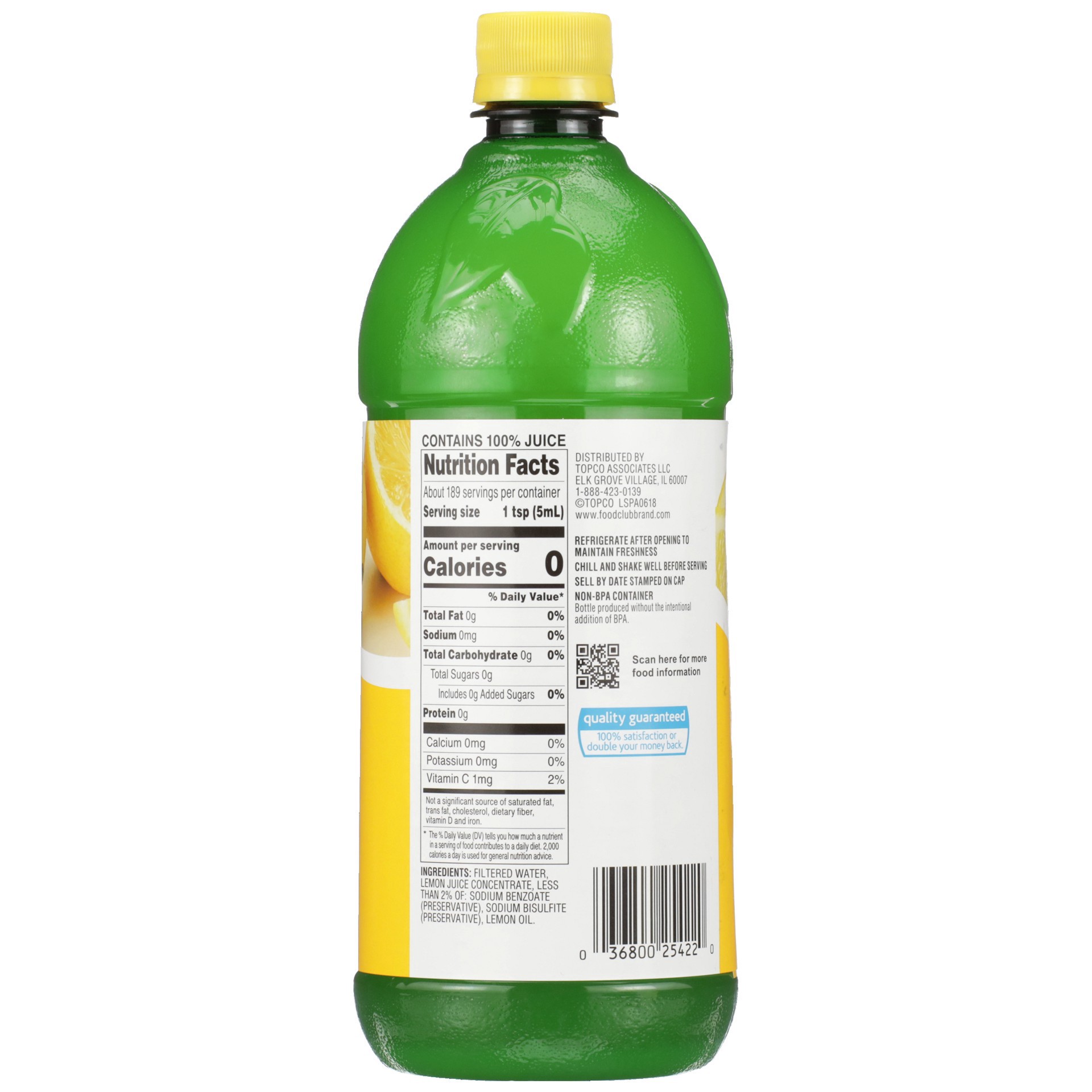 slide 2 of 6, Food Club 100% Lemon Juice - 32 fl oz, 32 fl oz