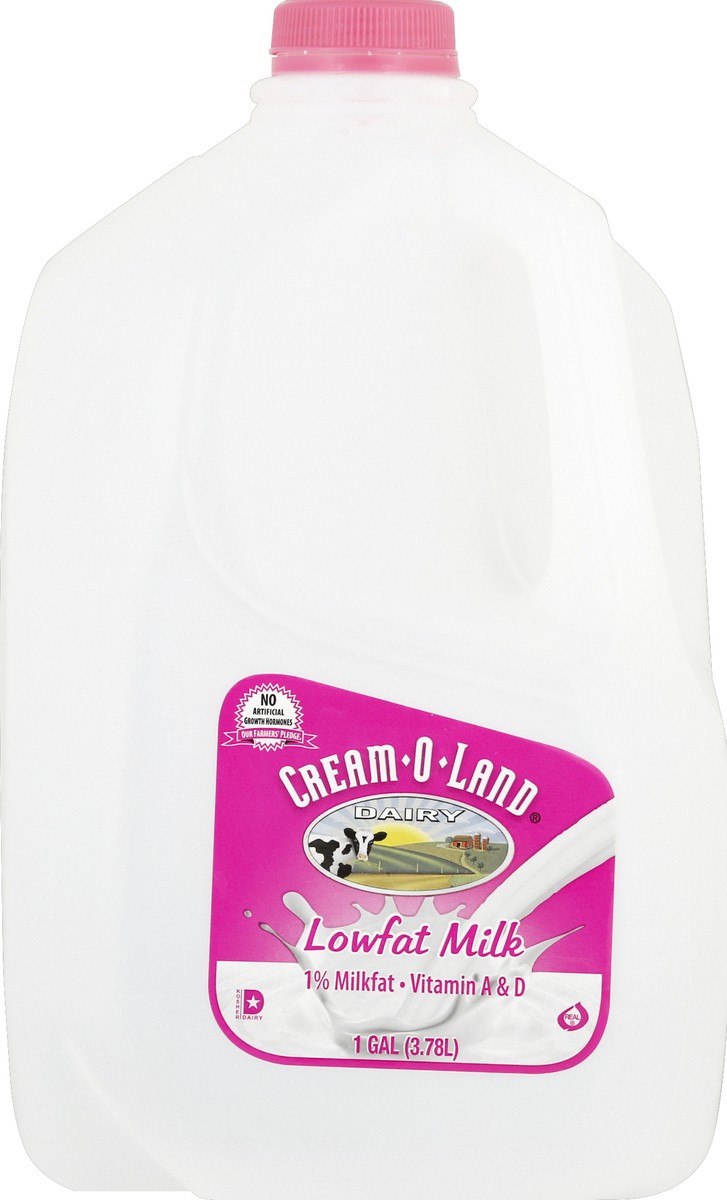 slide 5 of 6, Cream-O-Land 1% Lowfat Milk, 128 fl oz