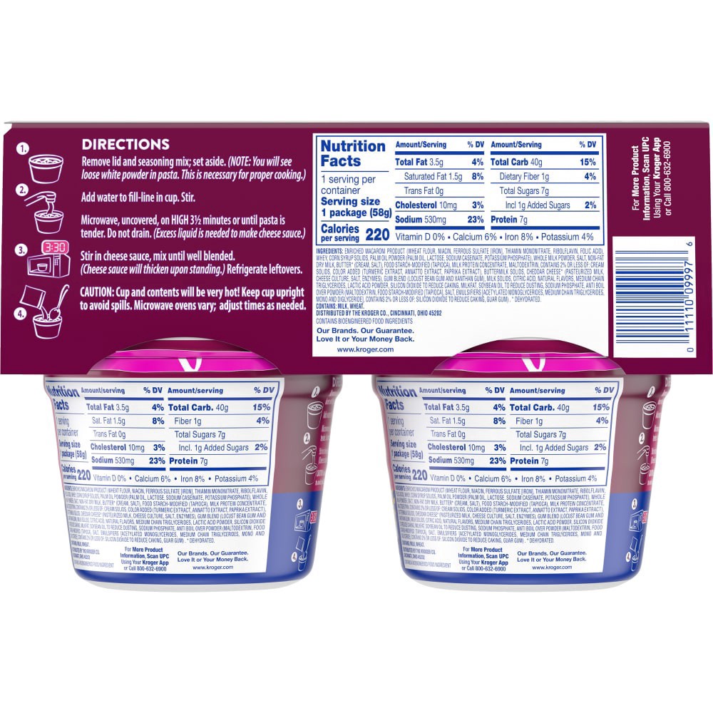 slide 3 of 3, Kroger Mac & Cheese Bowls, 4 ct; 2.05 oz