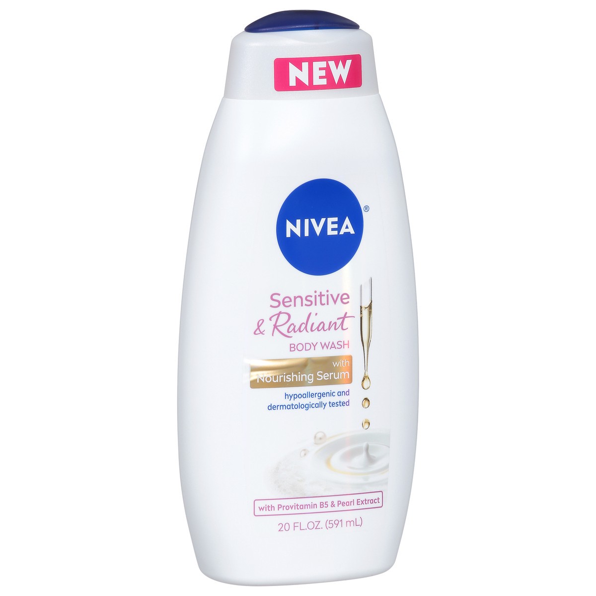 slide 8 of 9, Nivea Sensitive & Radiant Body Wash with Nourishing Serum 20 fl oz, 20 oz