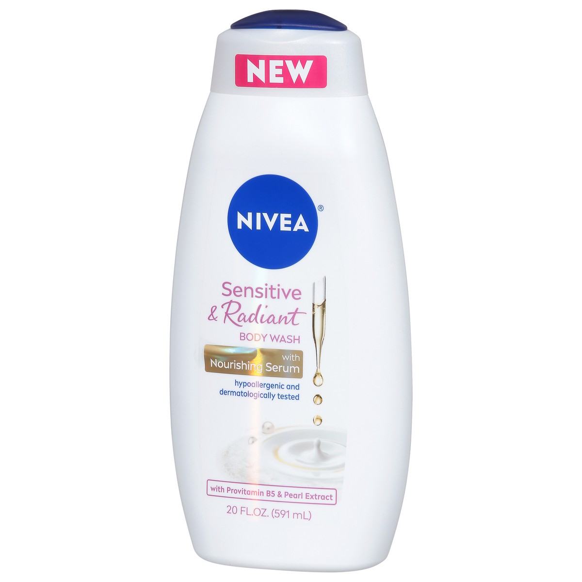 slide 4 of 9, Nivea Sensitive & Radiant Body Wash with Nourishing Serum 20 fl oz, 20 oz