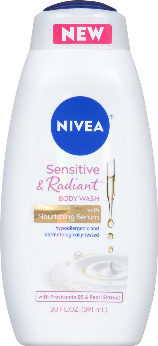 slide 7 of 9, Nivea Sensitive & Radiant Body Wash with Nourishing Serum 20 fl oz, 20 oz