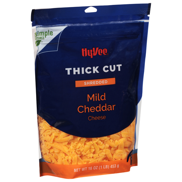 slide 1 of 1, Hy-vee Mild Cheddar Thick Cut Shredded Cheese, 16 oz
