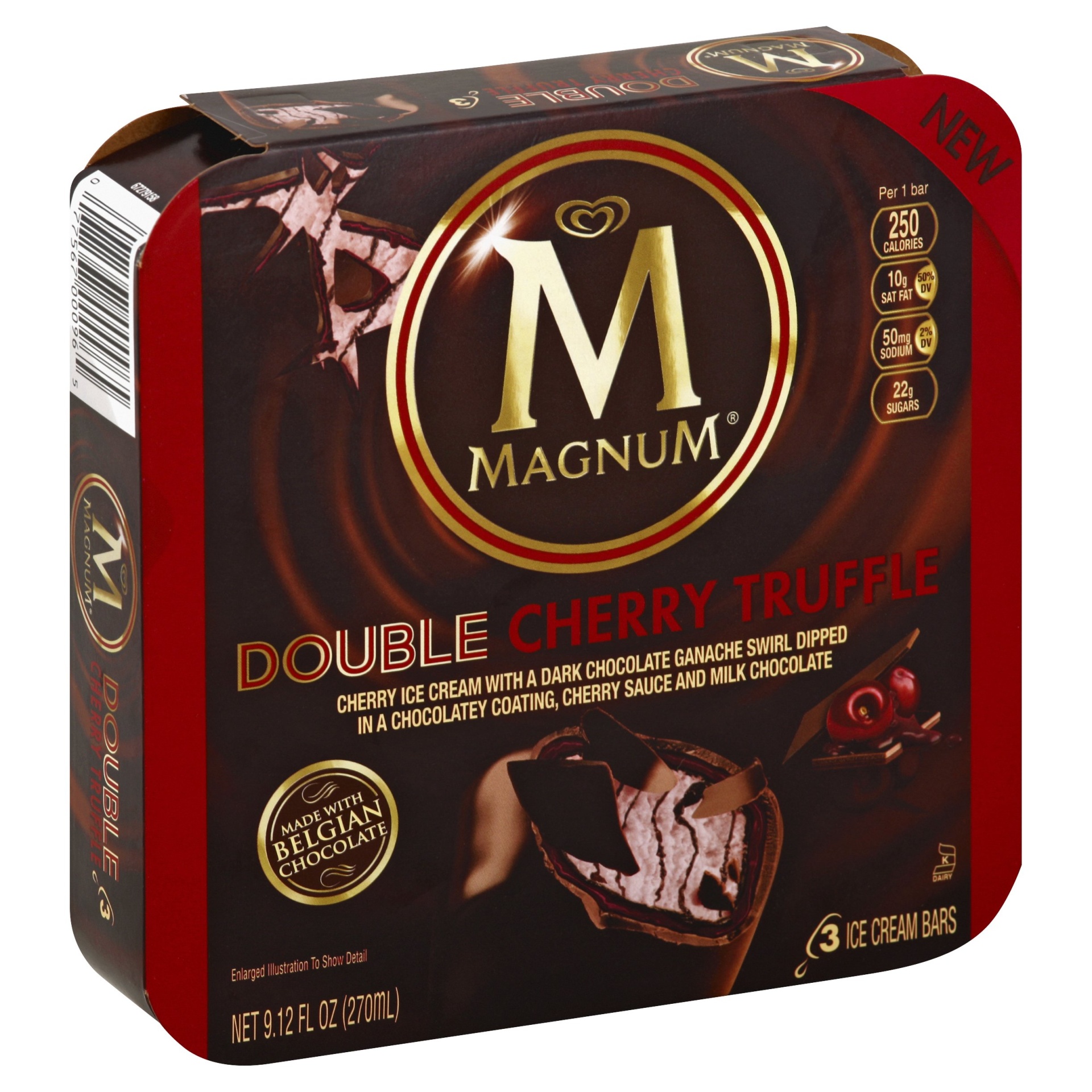 slide 1 of 6, Magnum Double Cherry Truffle Ice Cream Bars, 9.12 fl oz