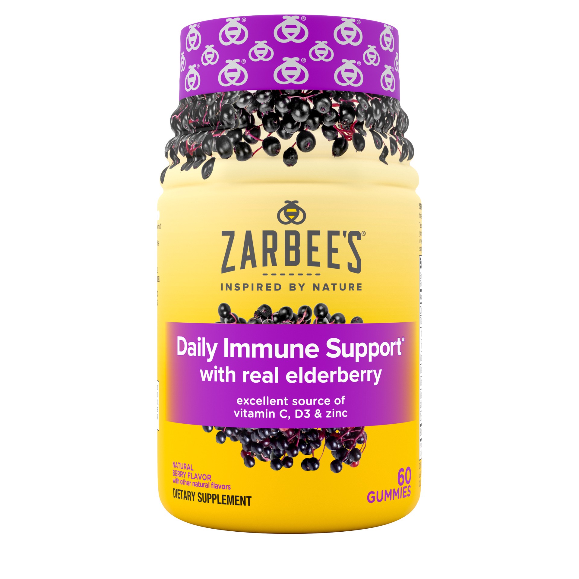 slide 1 of 5, Zarbee's Naturals Daily Immune Support* Gummies with Real Elderberry, Vitamins A, C, D, E, & Zinc, 60ct, 60 ct