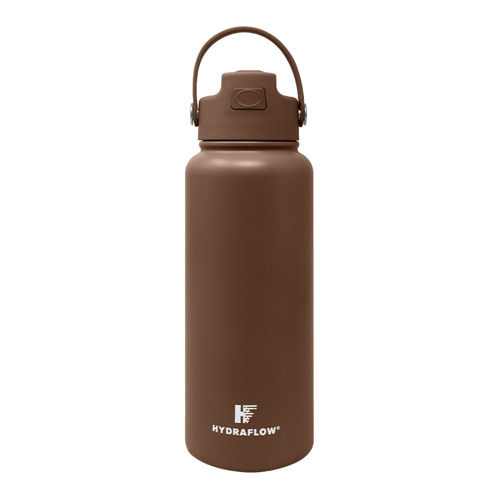 slide 1 of 1, Hydraflow Hybrid Flipstraw Water Bottle - Cocoa, 34 oz