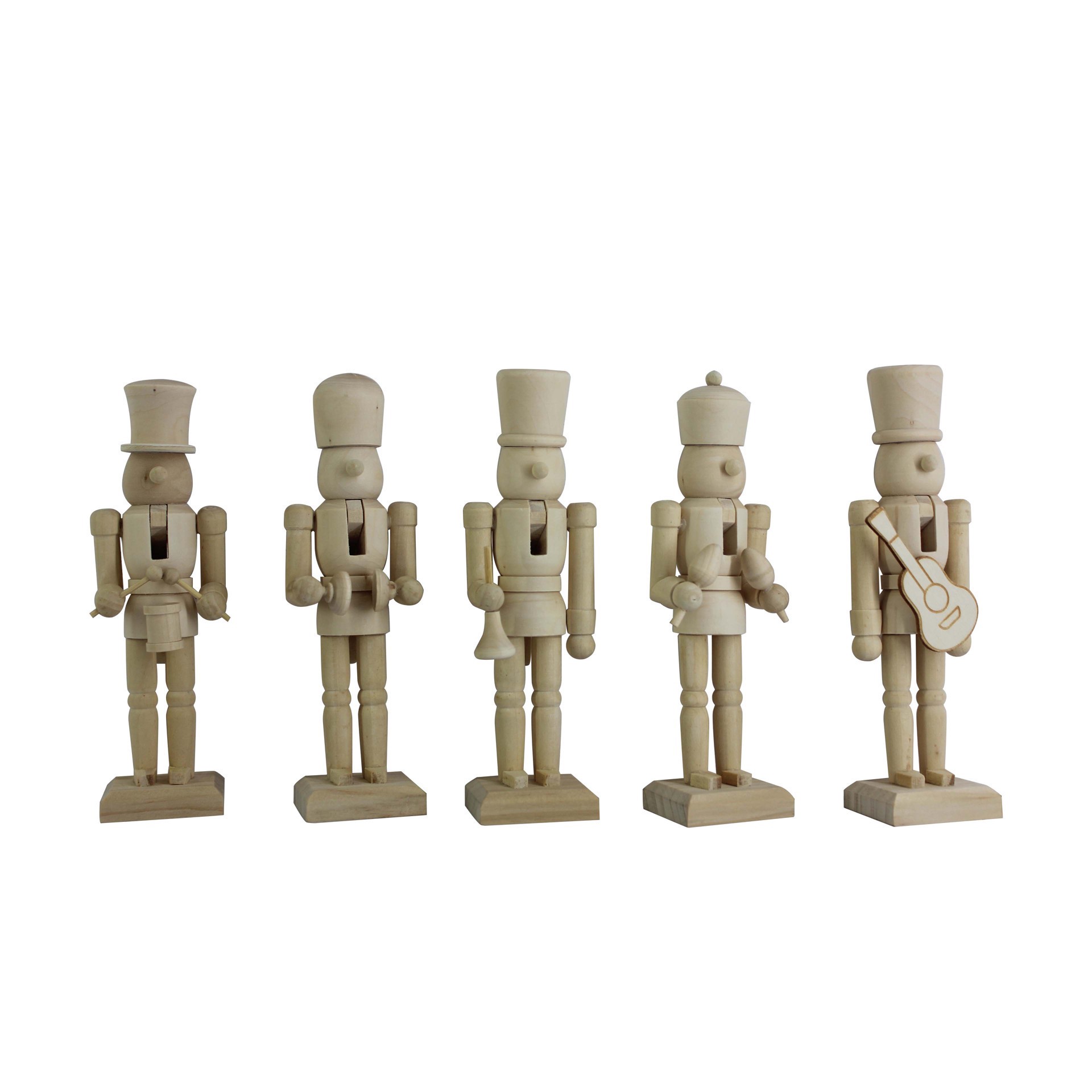 slide 5 of 6, 6" Musical 5 Piece Diy Pinewood Nutcracker Set By Make Market, 5 ct