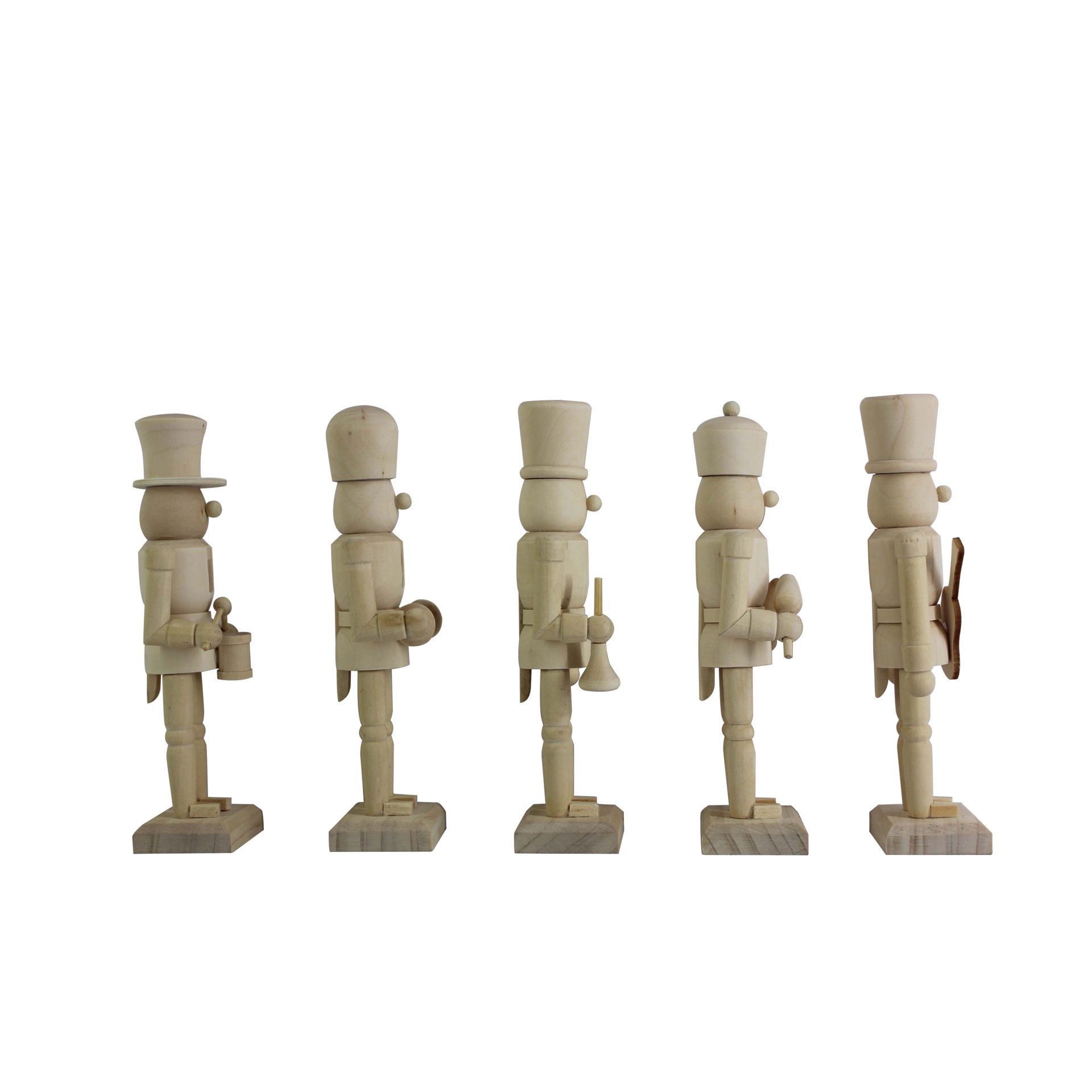 slide 6 of 6, 6" Musical 5 Piece Diy Pinewood Nutcracker Set By Make Market, 5 ct