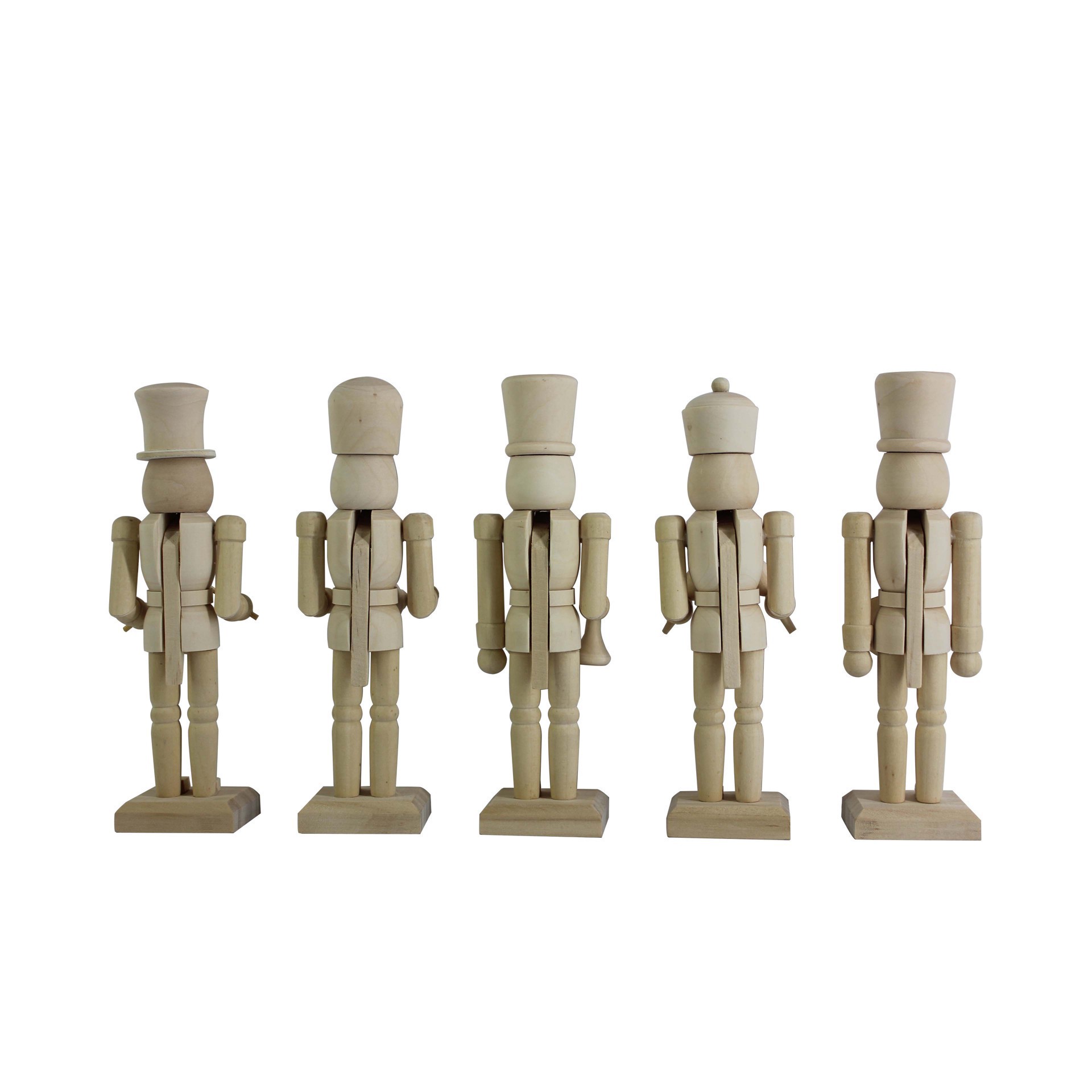 slide 4 of 6, 6" Musical 5 Piece Diy Pinewood Nutcracker Set By Make Market, 5 ct