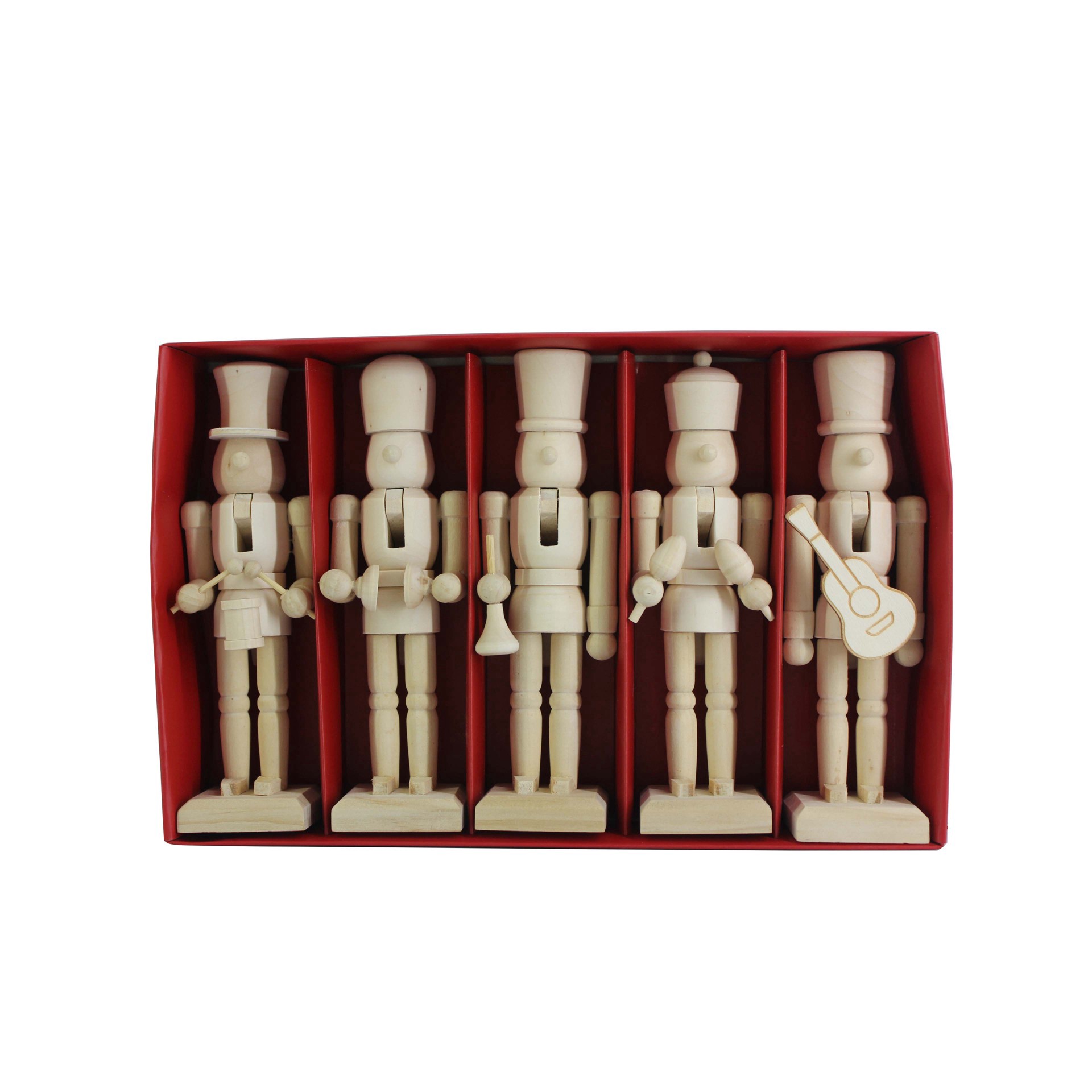 slide 3 of 6, 6" Musical 5 Piece Diy Pinewood Nutcracker Set By Make Market, 5 ct