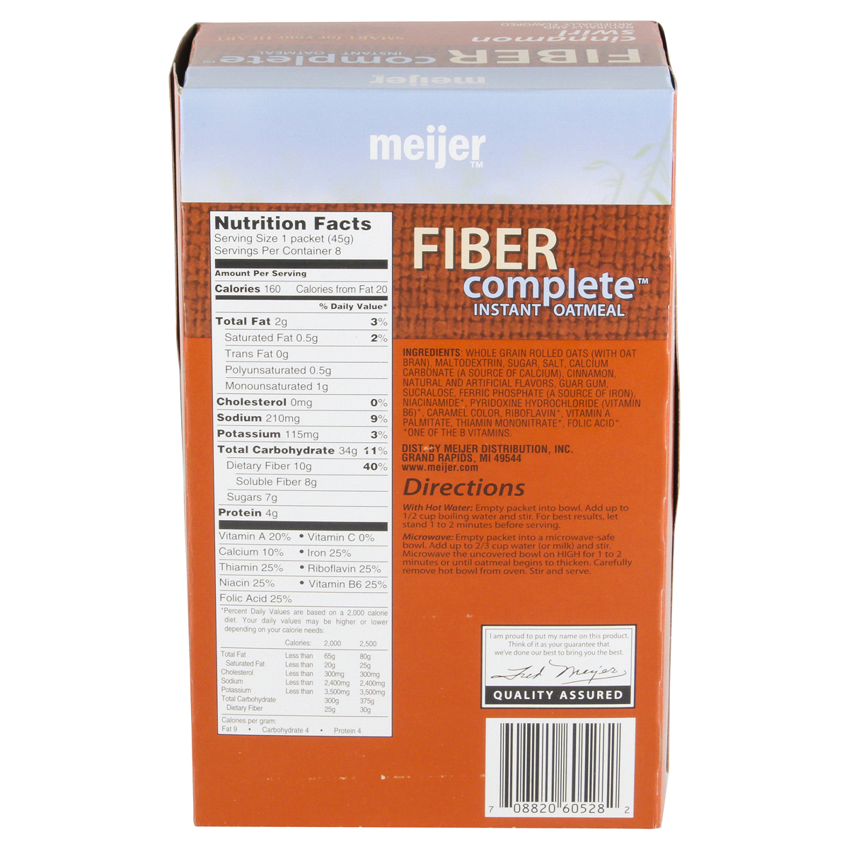 Meijer Instant Oatmeal High Fiber Cinnamon Swirl 12.6 oz Shipt
