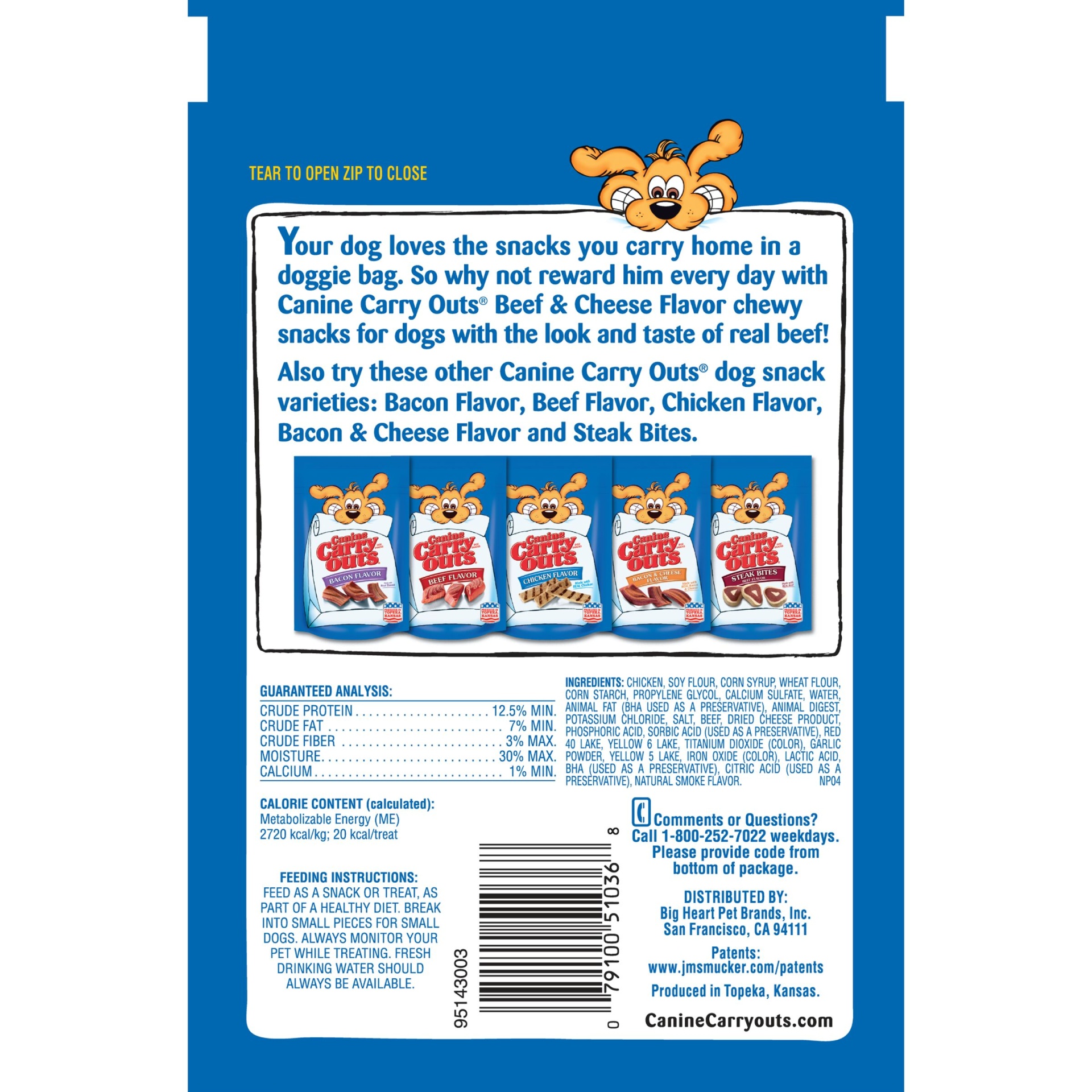 slide 2 of 4, Canine Carry Outs Dog Snacks Beef & Cheese Flavor, 5 oz