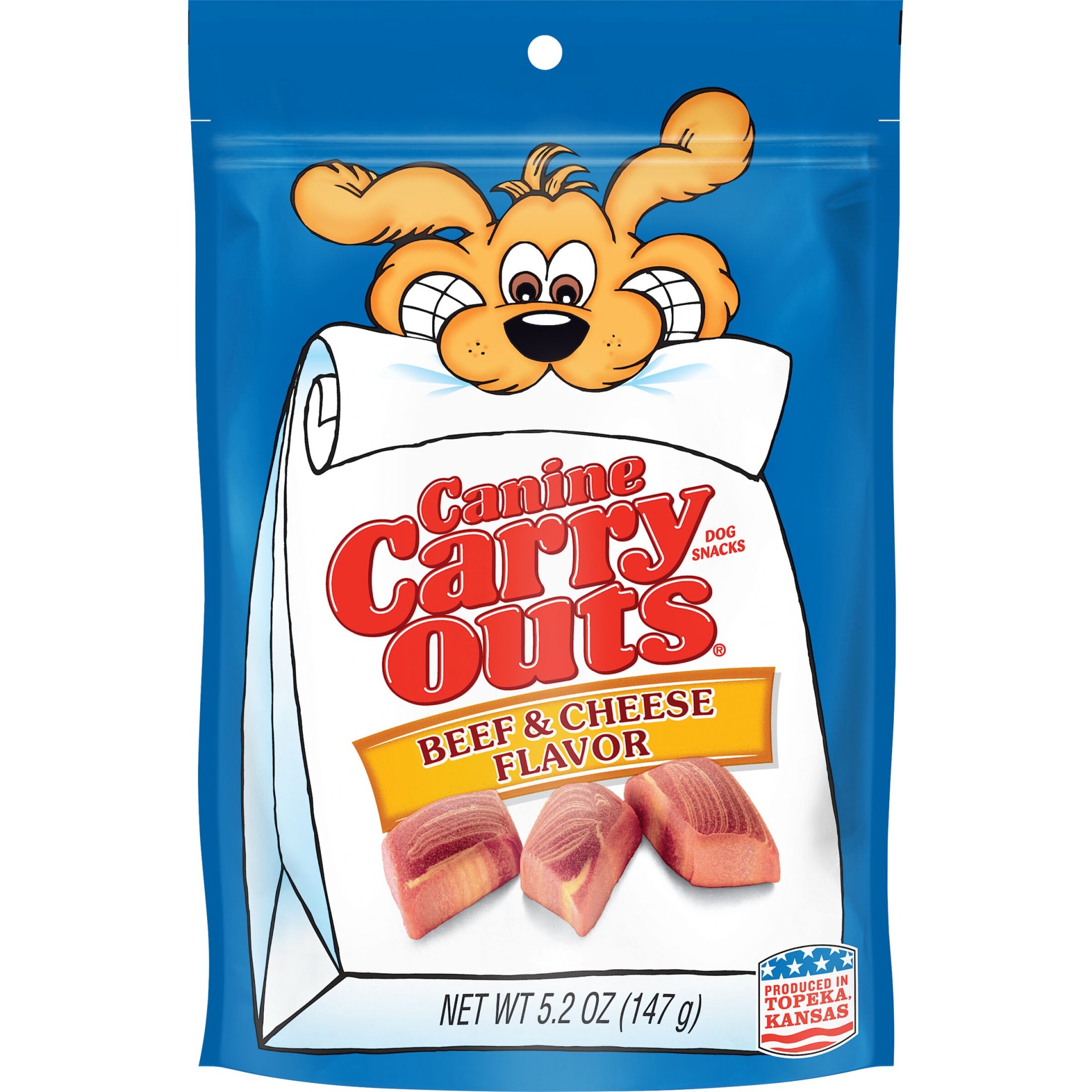 slide 1 of 4, Canine Carry Outs Dog Snacks Beef & Cheese Flavor, 5 oz