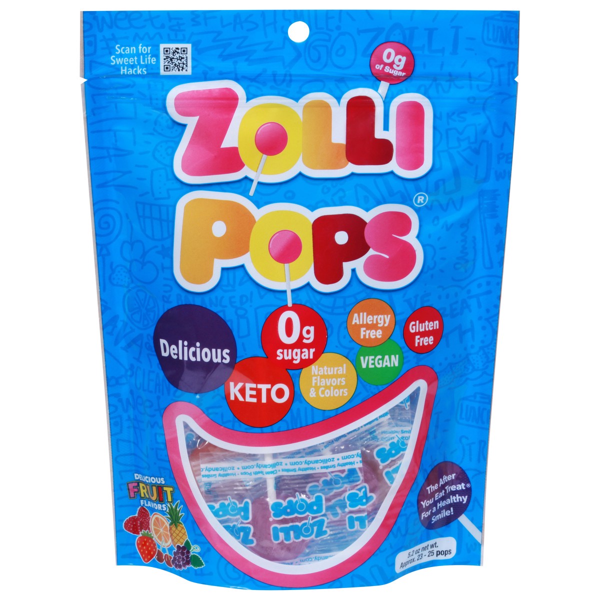 slide 1 of 9, Zollipops Delicious Fruit Flavors Pops 25 ea, 5.2 oz