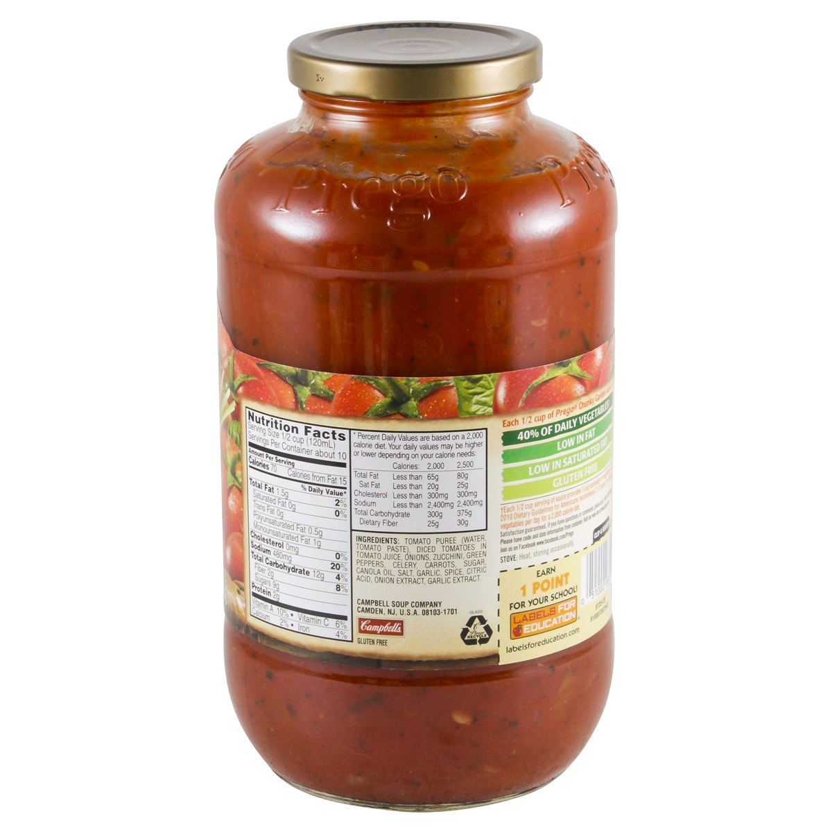 slide 8 of 8, Prego Chunky Garden Combo Italian Sauce, 45 oz