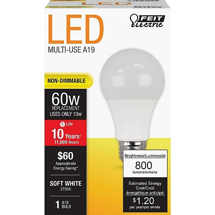 slide 1 of 1, Feit Electric 60W-Replacement LED Soft White Light Bulb, 1 ct