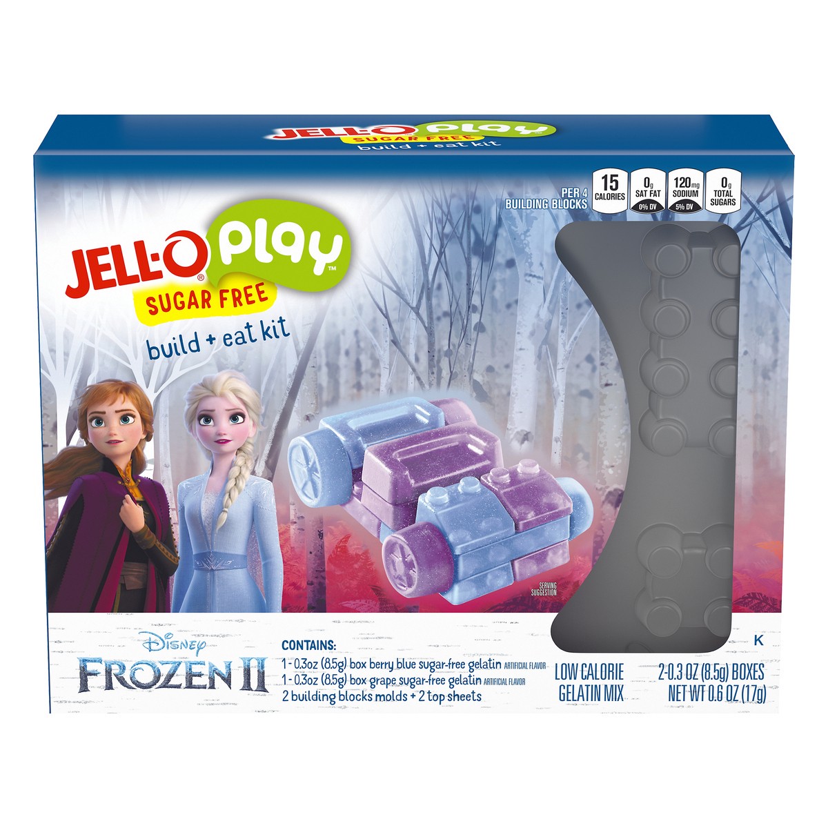 slide 13 of 14, JELL-O Play Frozen 2 Magical Adventure Sugar Free Build + Eat Kit, 0.6 oz Box, 0.6 oz