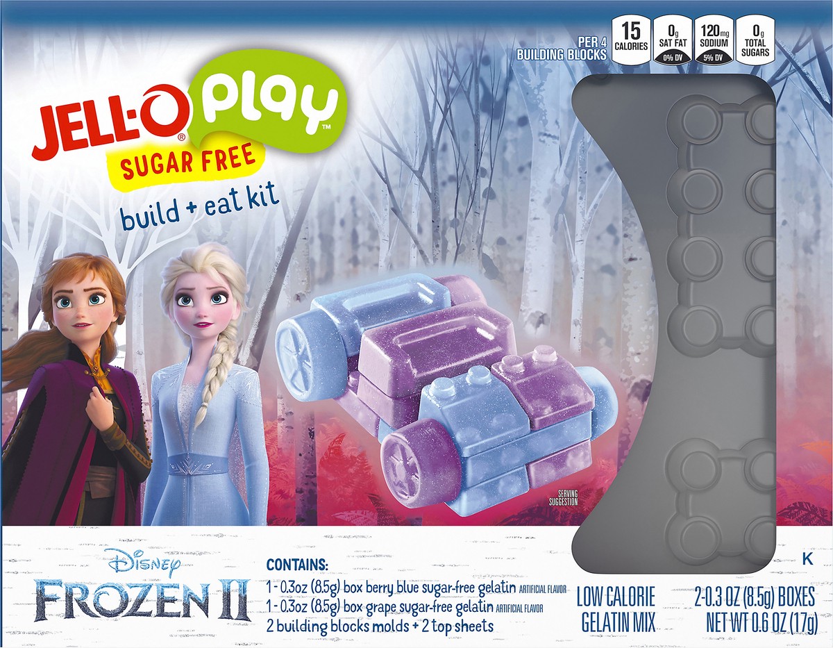 slide 6 of 14, JELL-O Play Frozen 2 Magical Adventure Sugar Free Build + Eat Kit, 0.6 oz Box, 0.6 oz