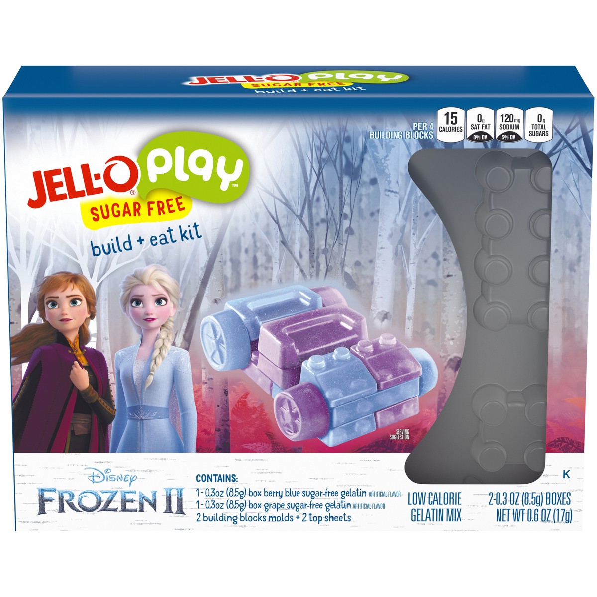 slide 1 of 14, JELL-O Play Frozen 2 Magical Adventure Sugar Free Build + Eat Kit, 0.6 oz Box, 0.6 oz