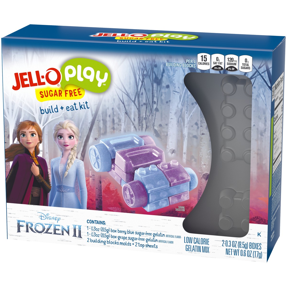 slide 9 of 14, JELL-O Play Frozen 2 Magical Adventure Sugar Free Build + Eat Kit, 0.6 oz Box, 0.6 oz