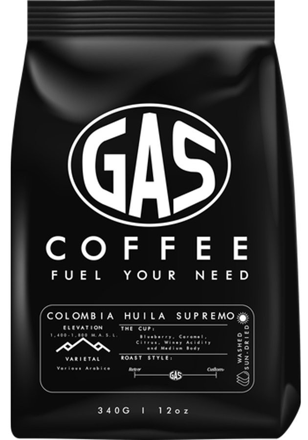 slide 1 of 1, Gas Coffee Colombia Supremo Whole Bean Coffee, 12 oz