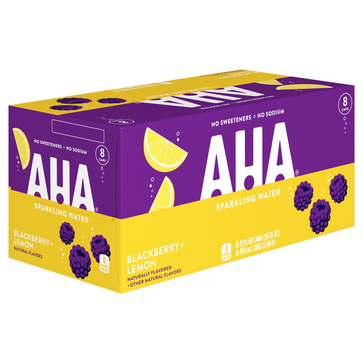 slide 9 of 9, AHA Blackberry Lemon Cans, 12 fl oz, 8 Pack, 8 ct; 12 oz