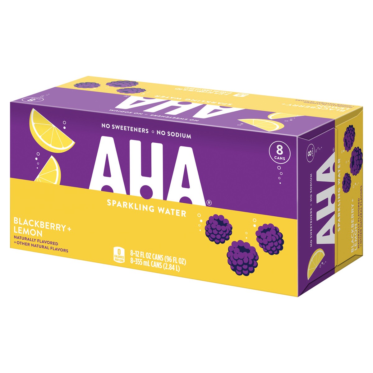 slide 2 of 9, AHA Blackberry Lemon Cans, 12 fl oz, 8 Pack, 8 ct; 12 oz