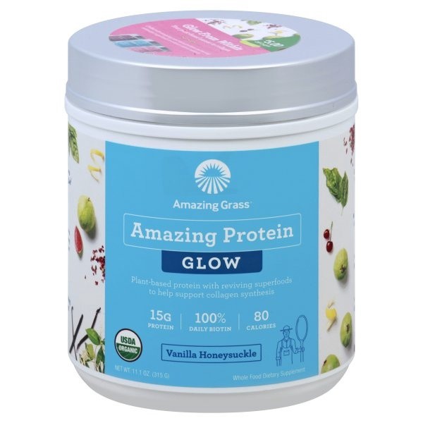 slide 1 of 5, Amazing Grass Amazing Glow Vanilla Honeysuckle Protein 11.1 oz, 11.1 oz