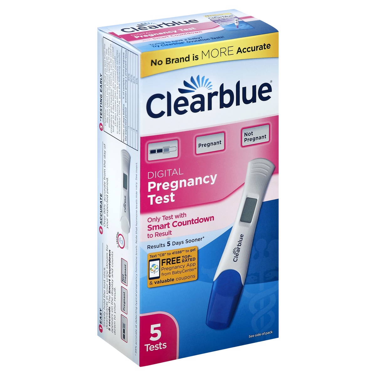 slide 1 of 1, Clearblue Pregnancy Test 5 ea, 5 ct