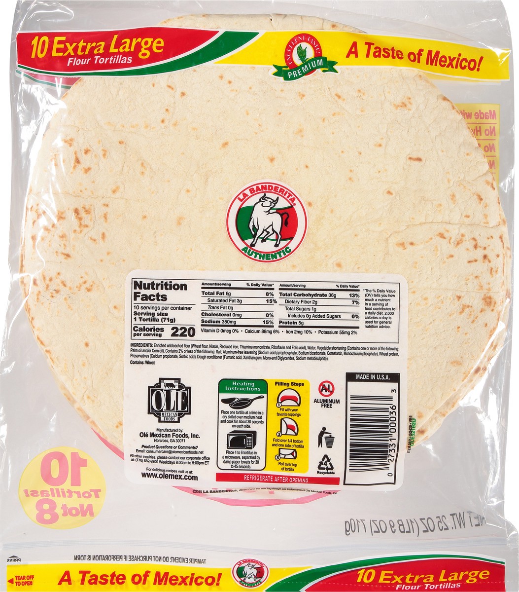 slide 9 of 14, La Banderita Extra Large Burrito Grande Flour Tortillas 10 ea, 10 ct