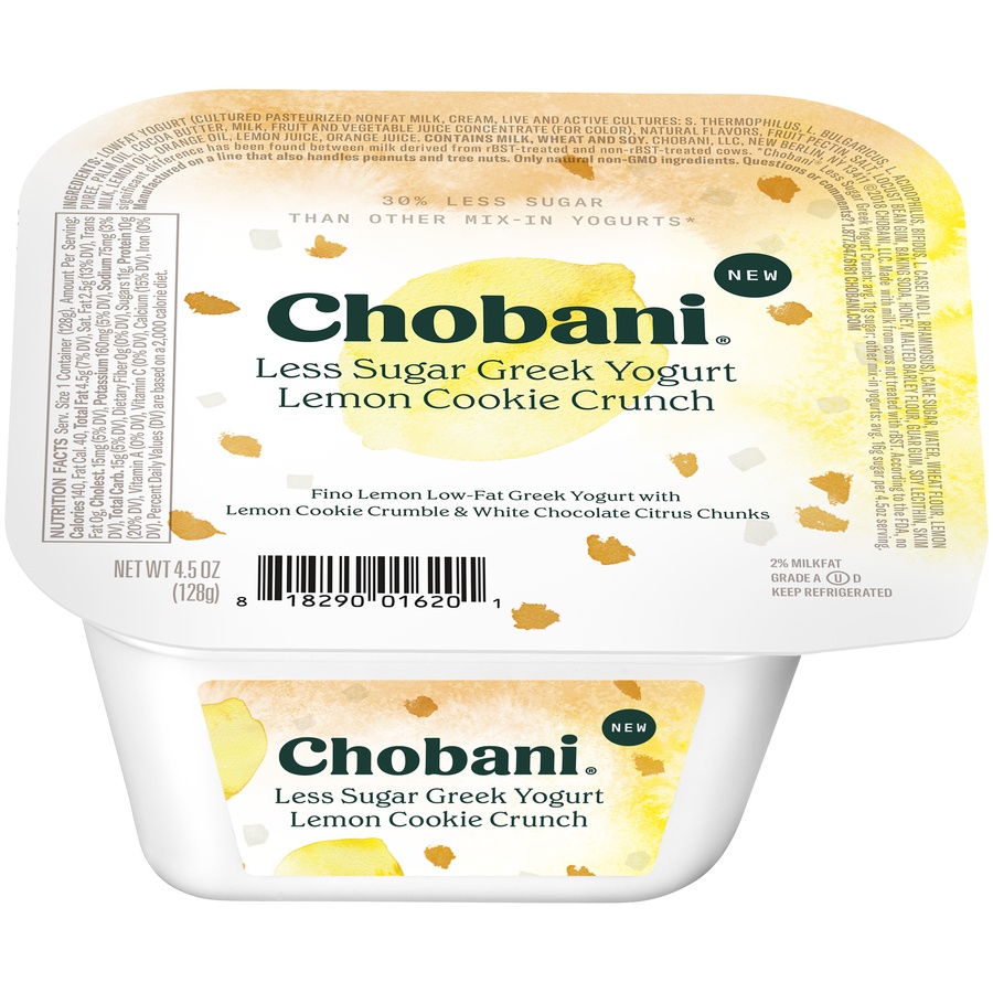 slide 1 of 1, Chobani Less Sugar Greek Yogurt, Low-Fat, Honey Pistachio Crunch, 4.5 oz