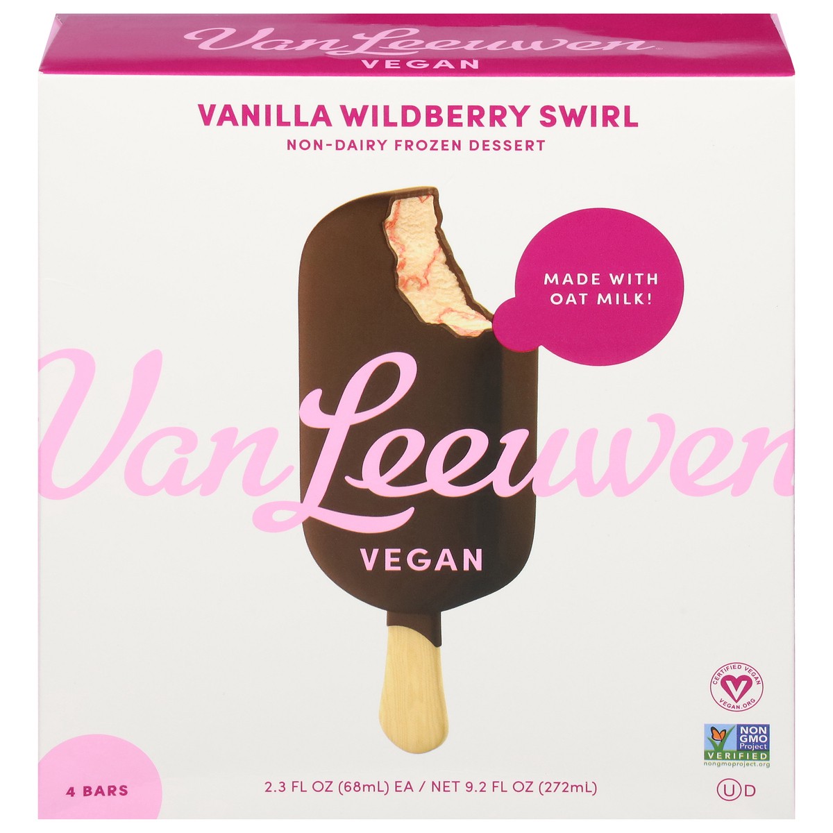 slide 1 of 9, Van Leeuwen Vanilla Wildberry Swirl Ice Cream Bar 4 - 2.3 fl oz Bars, 4 ct