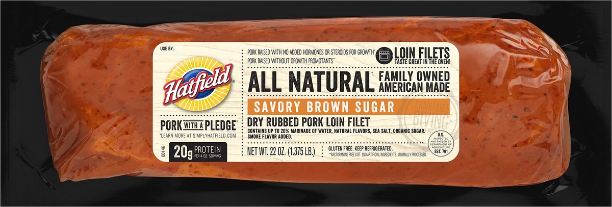 slide 3 of 7, Hatfield Savory Brown Sugar Pork Loin Filet, 22 oz