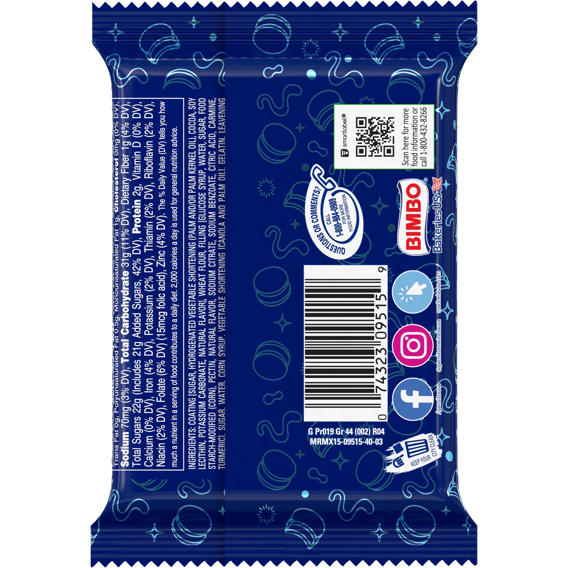 slide 3 of 5, Marinela Rocko Strawberry and Marshmallow Filled Snack Cookies, 1.55 Ounces, 1 cnt