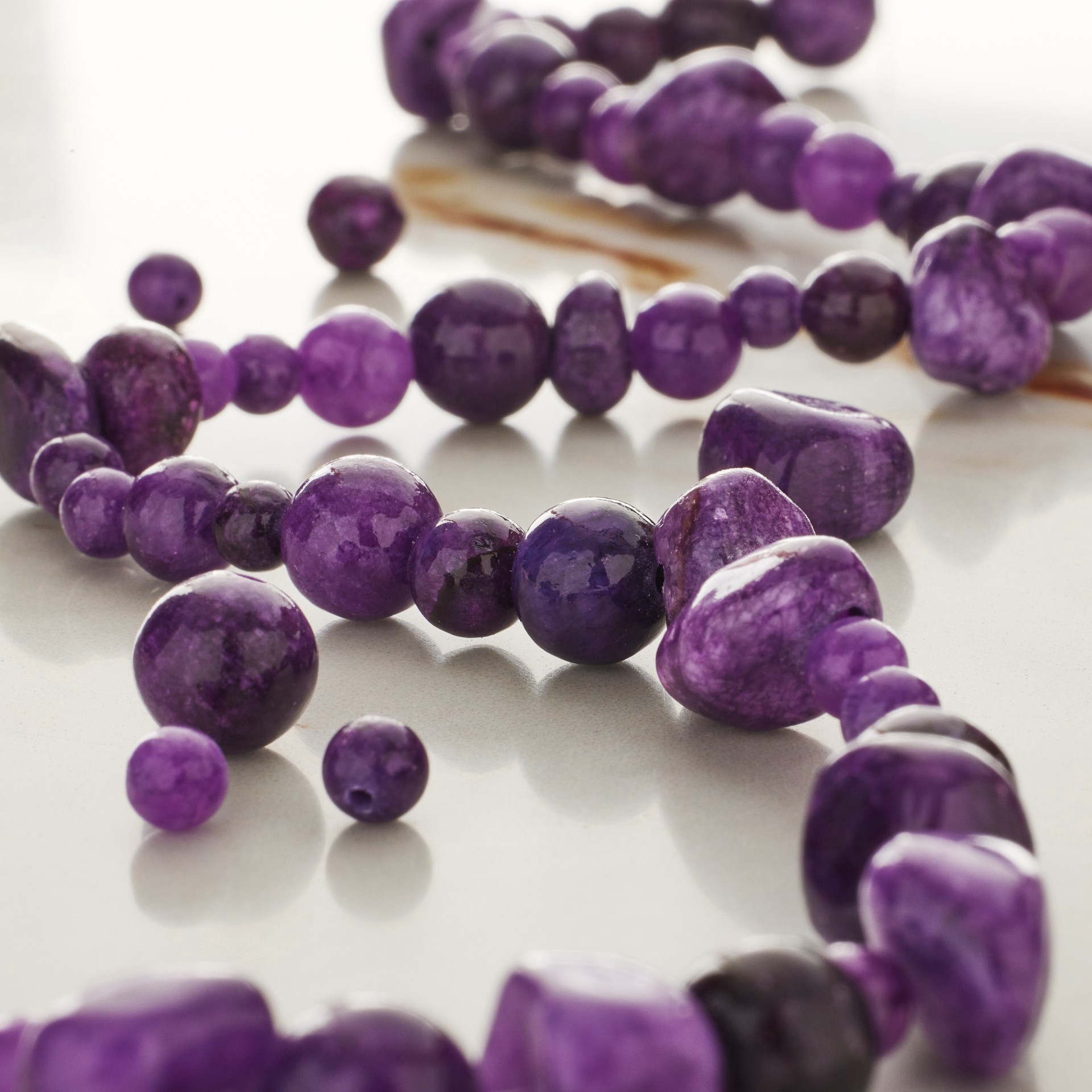 slide 2 of 3, Dark Purple Quartz Beads By Bead Landing, 71.12 cm