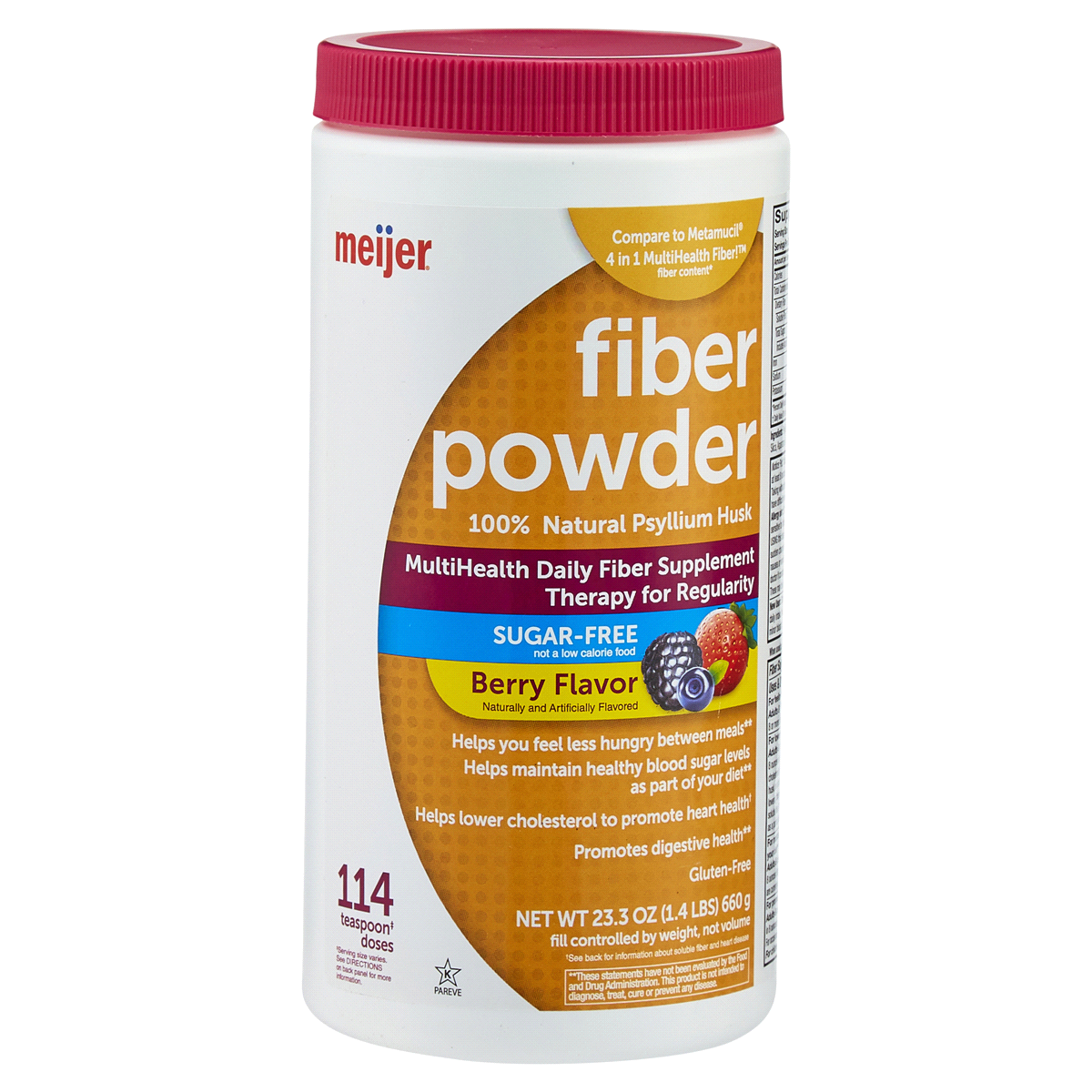 slide 1 of 29, Natural Fiber Powder Sugar Free Smooth Dissolving Berry Flavor, 23.3 oz