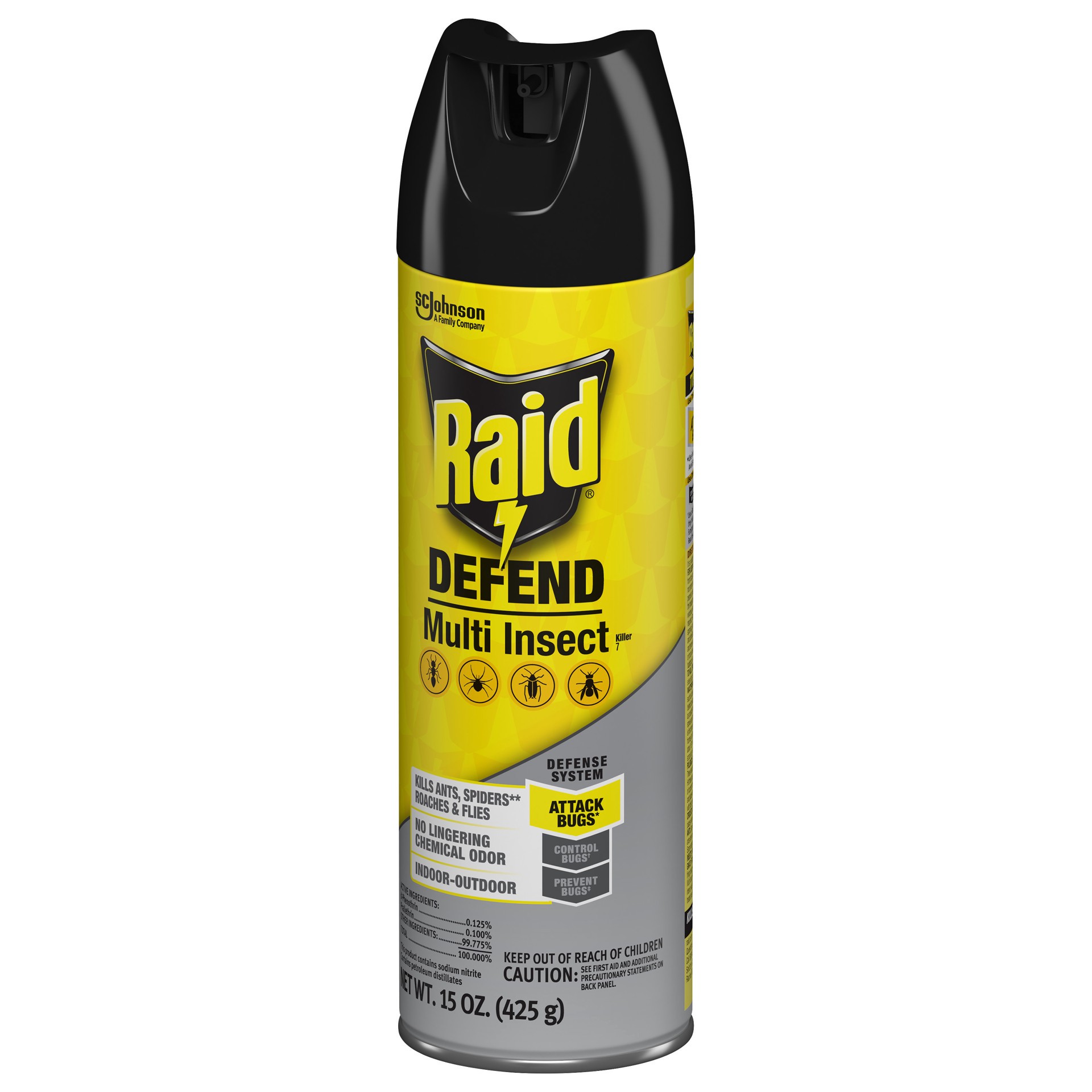 slide 2 of 4, Raid Defend Multi Insect Killer 7, Insecticide for Flying & Crawling Bugs, 15 oz, 15 oz