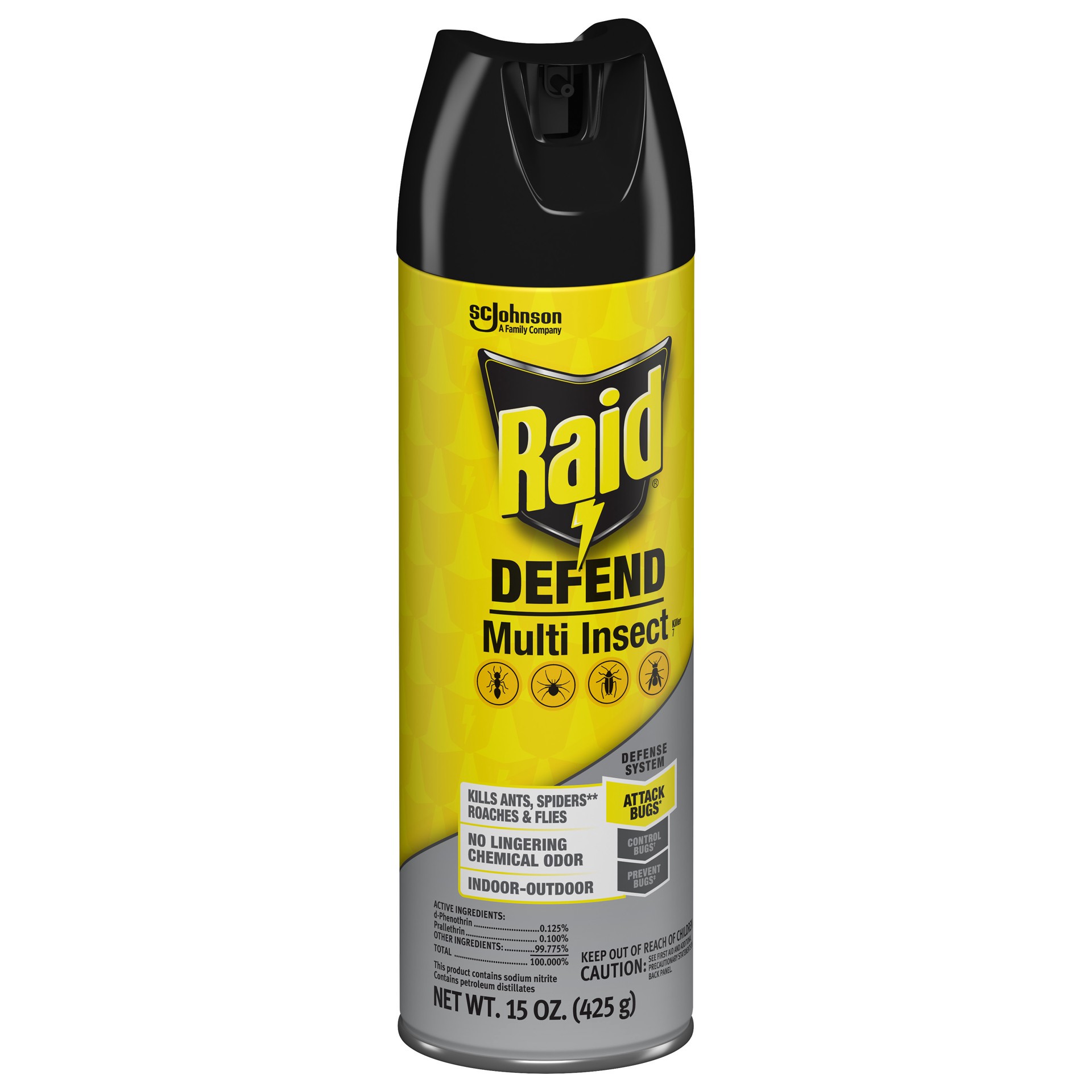 slide 4 of 4, Raid Defend Multi Insect Killer 7, Insecticide for Flying & Crawling Bugs, 15 oz, 15 oz