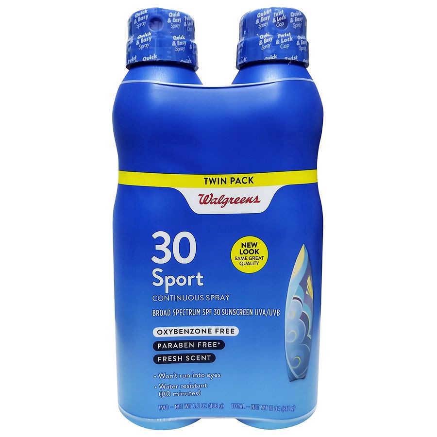 slide 1 of 2, Walgreens Sport No Oxybenzone Sunscreen Protection Factor 30, 5.5 oz x 2 ct