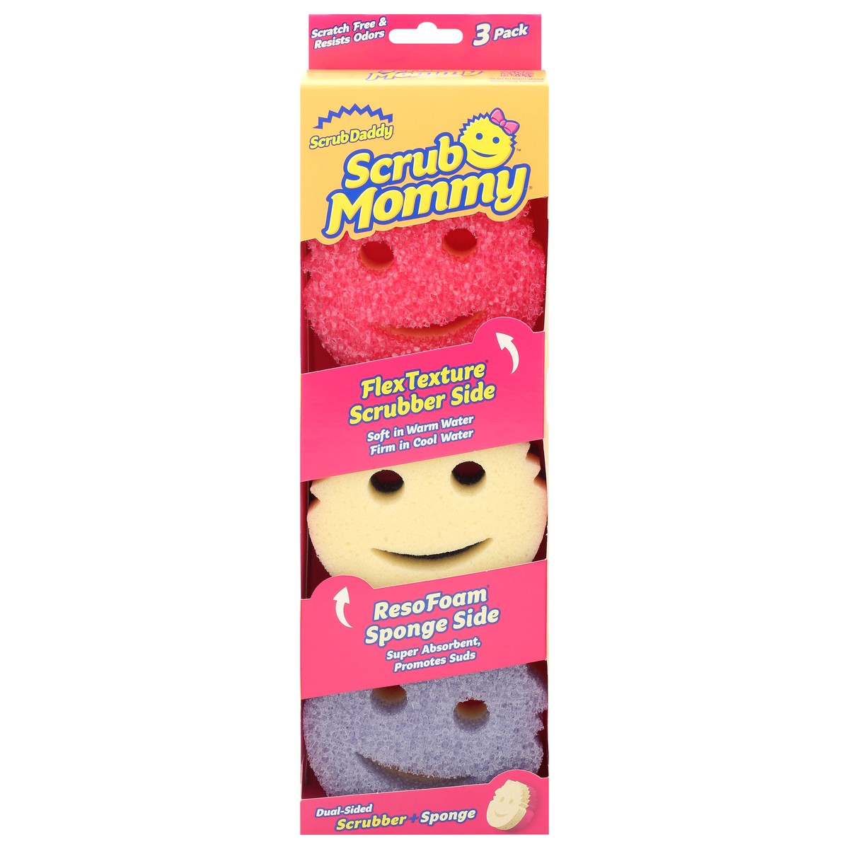 slide 1 of 13, Scrub Daddy Scrub Mommy Dual-Sided Scrubber+Sponge 3 Packs, 3 ct