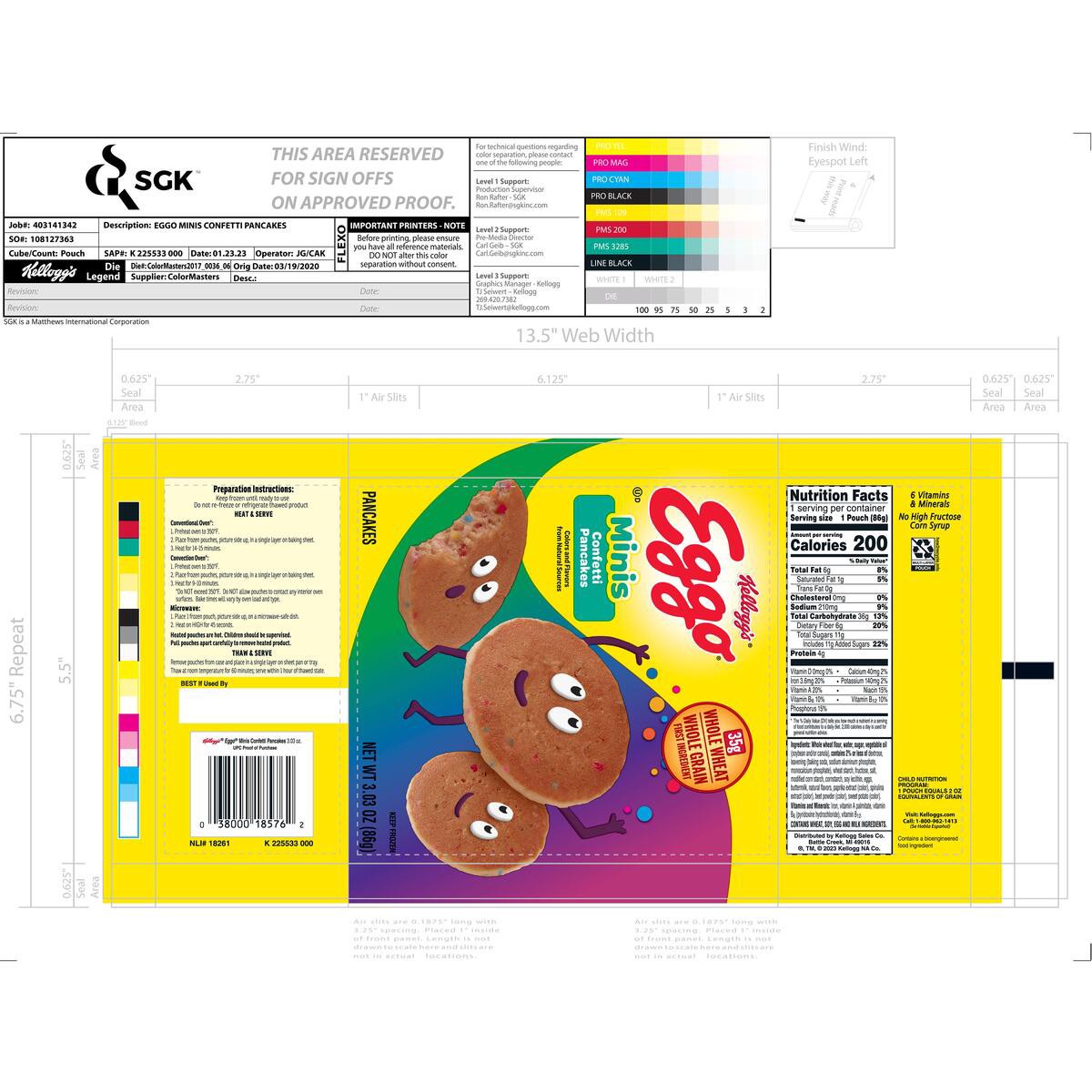 slide 11 of 12, Eggo Minis Frozen Pancake Bites, Confetti, 3.03 oz, Frozen, 3.03 oz