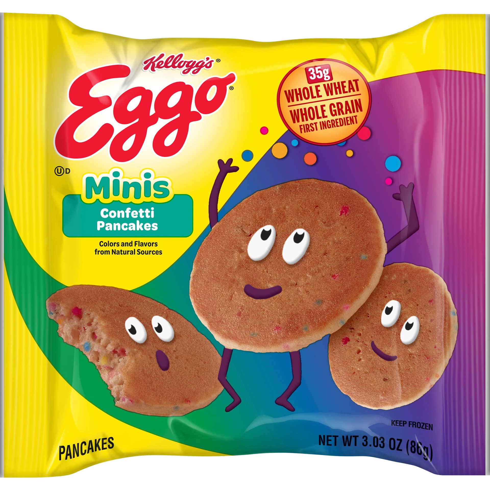 slide 1 of 12, Eggo Minis Frozen Pancake Bites, Confetti, 3.03 oz, Frozen, 3.03 oz