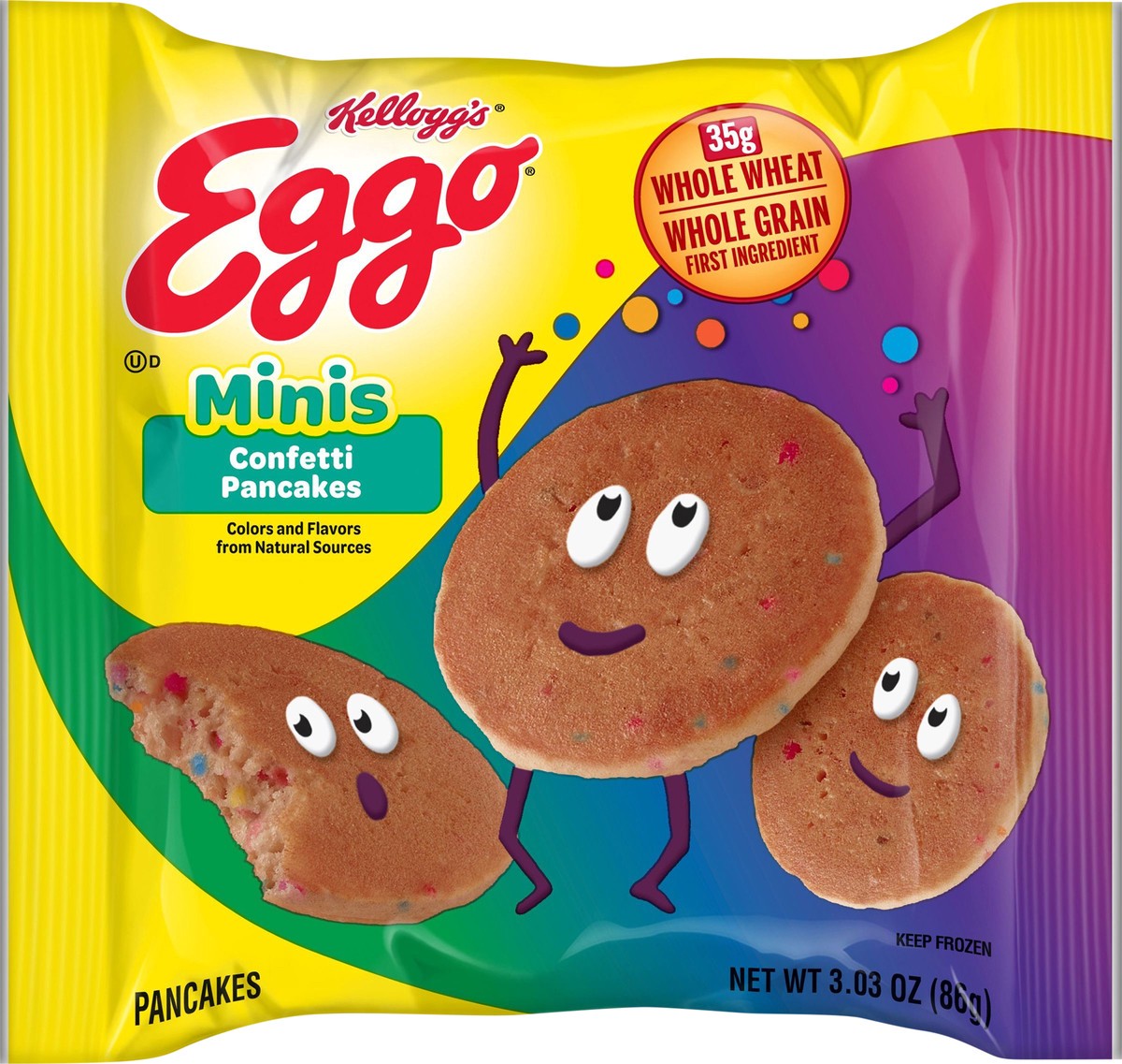 slide 9 of 12, Eggo Minis Frozen Pancake Bites, Confetti, 3.03 oz, Frozen, 3.03 oz